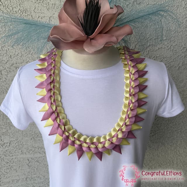 Bold warrior-style ribbon lei with pointed petals